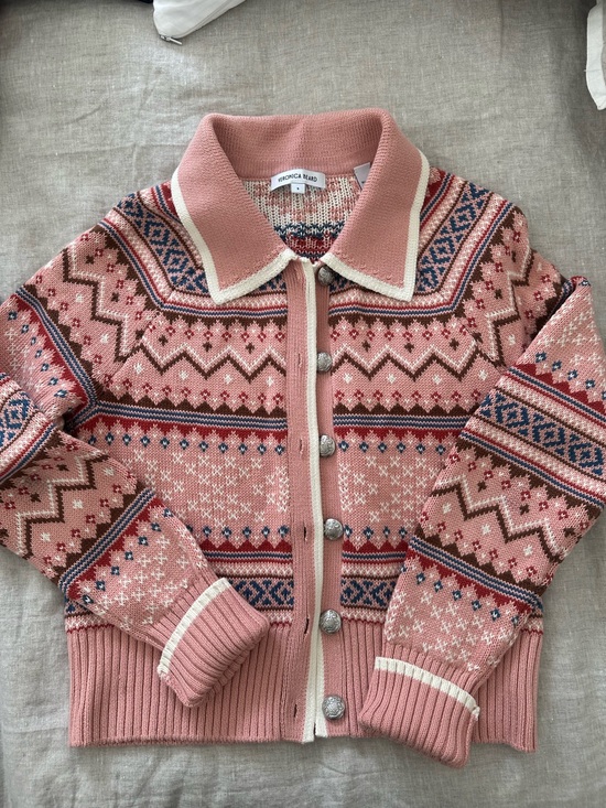 Veronica Beard Sweaters - Pink Fair Isle Collared Knit Jacket from Veronica Beard